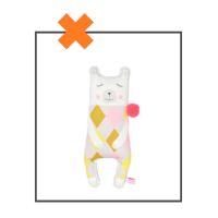 Knuffel pinknounou pompom polarbeer geel